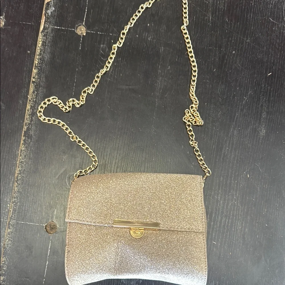 Gold Glitter Chain Shoulder Bag